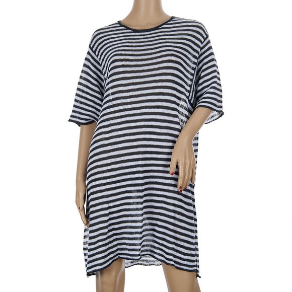Eileen Fisher Tops - Eileen Fisher Half-Sleeve Striped Organic Linen Tunic Women's Size XL